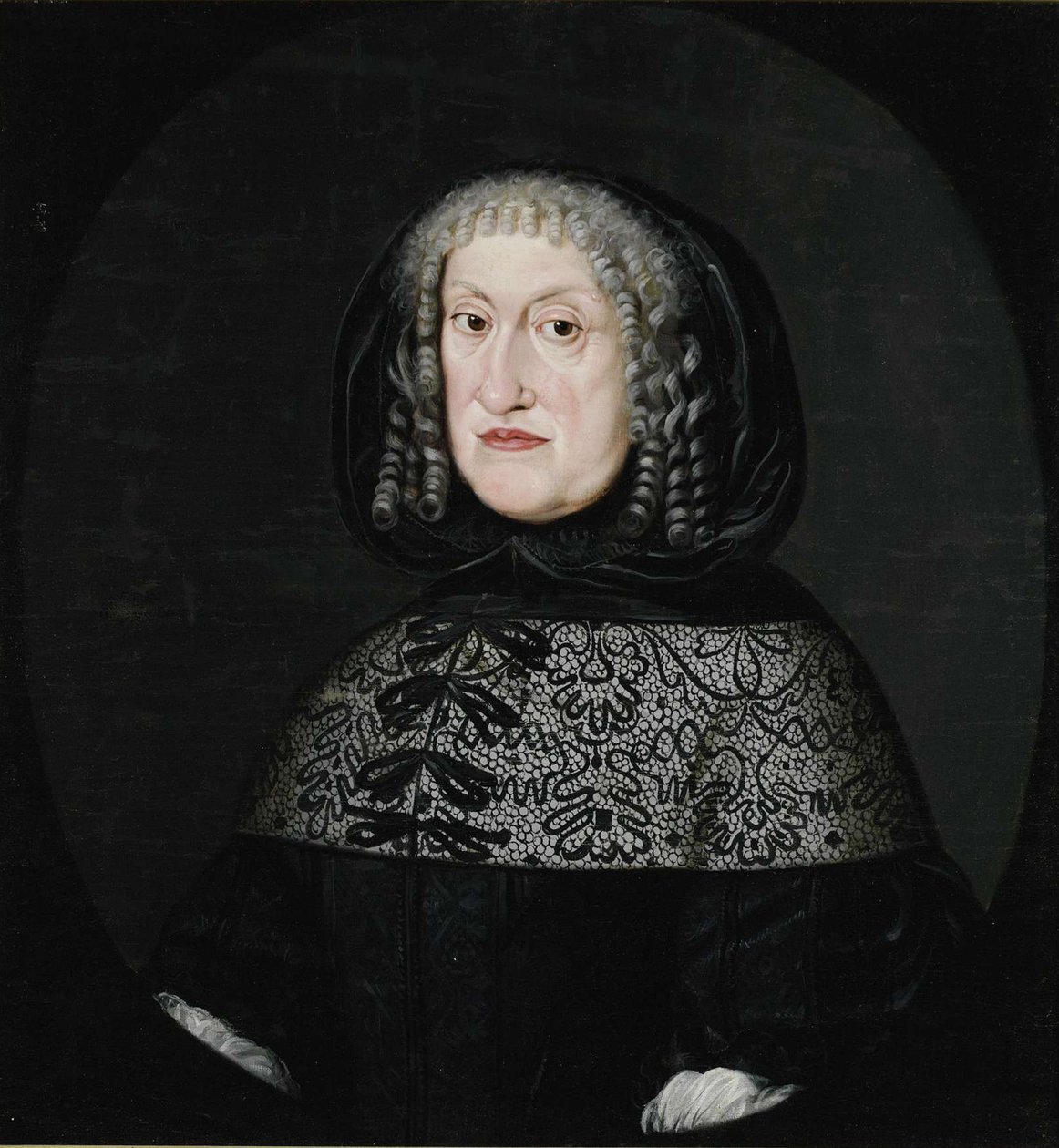 Portrett av Eleanor av Anhalt-Zerbst, hertuginne av Schleswig-Holstein-Sønderburg-Norburg 1608-1681, av Unbekannt