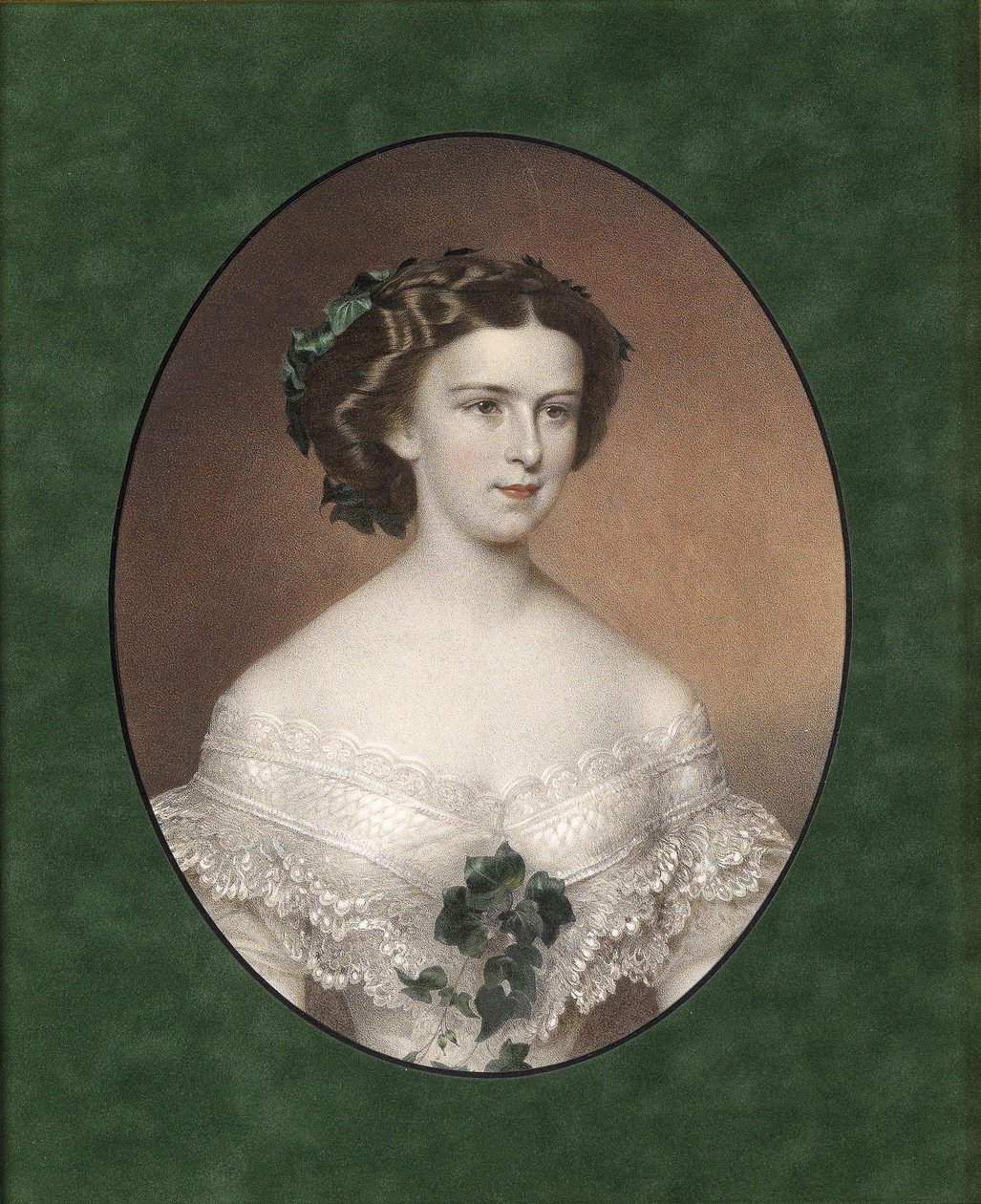 Portrett av Elisabeth av Bayern, ca 1854 av Unbekannt
