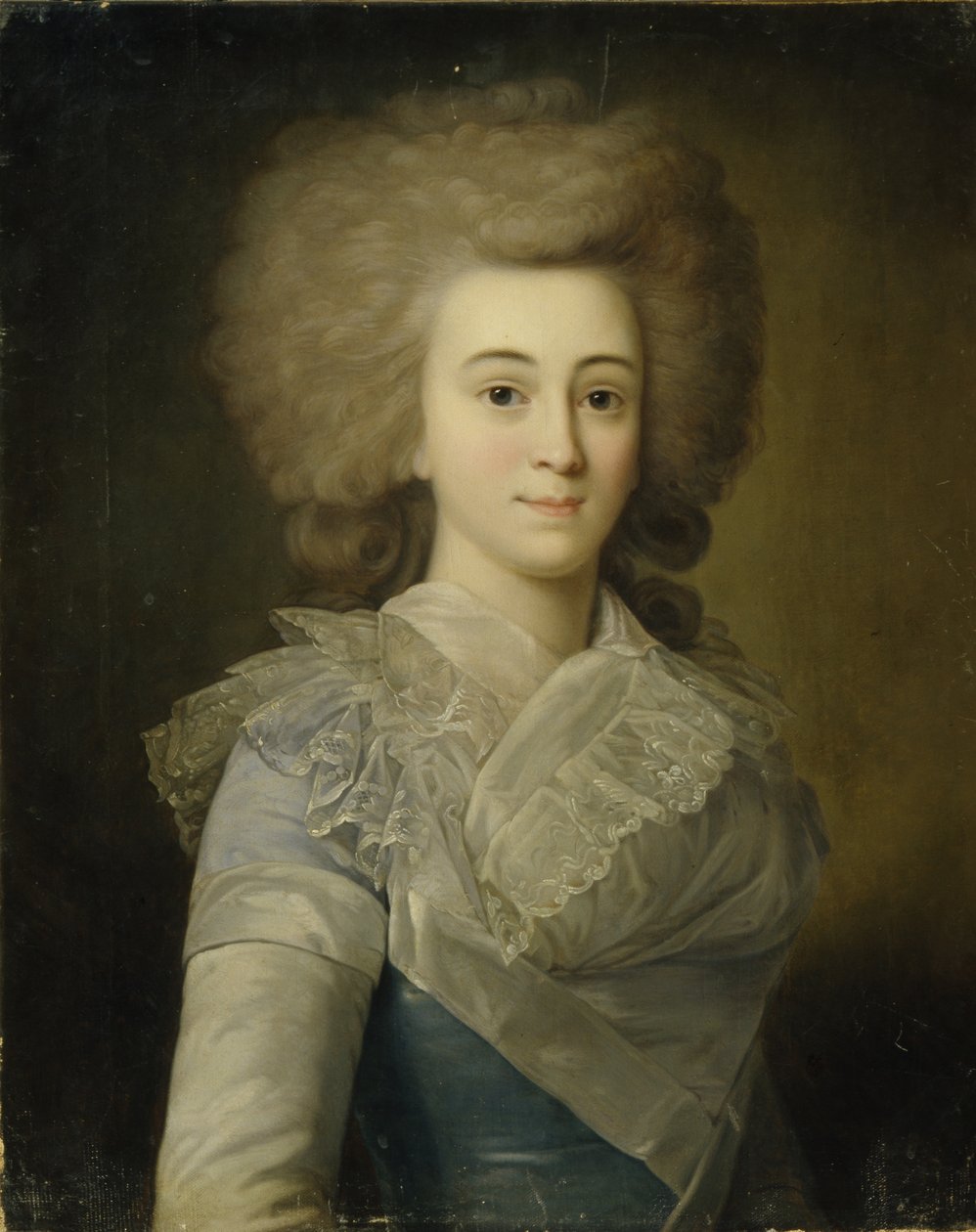 Portrett av Elisaveta Alexandrovna Stroganova 1745-1831, 1770p av Unbekannt