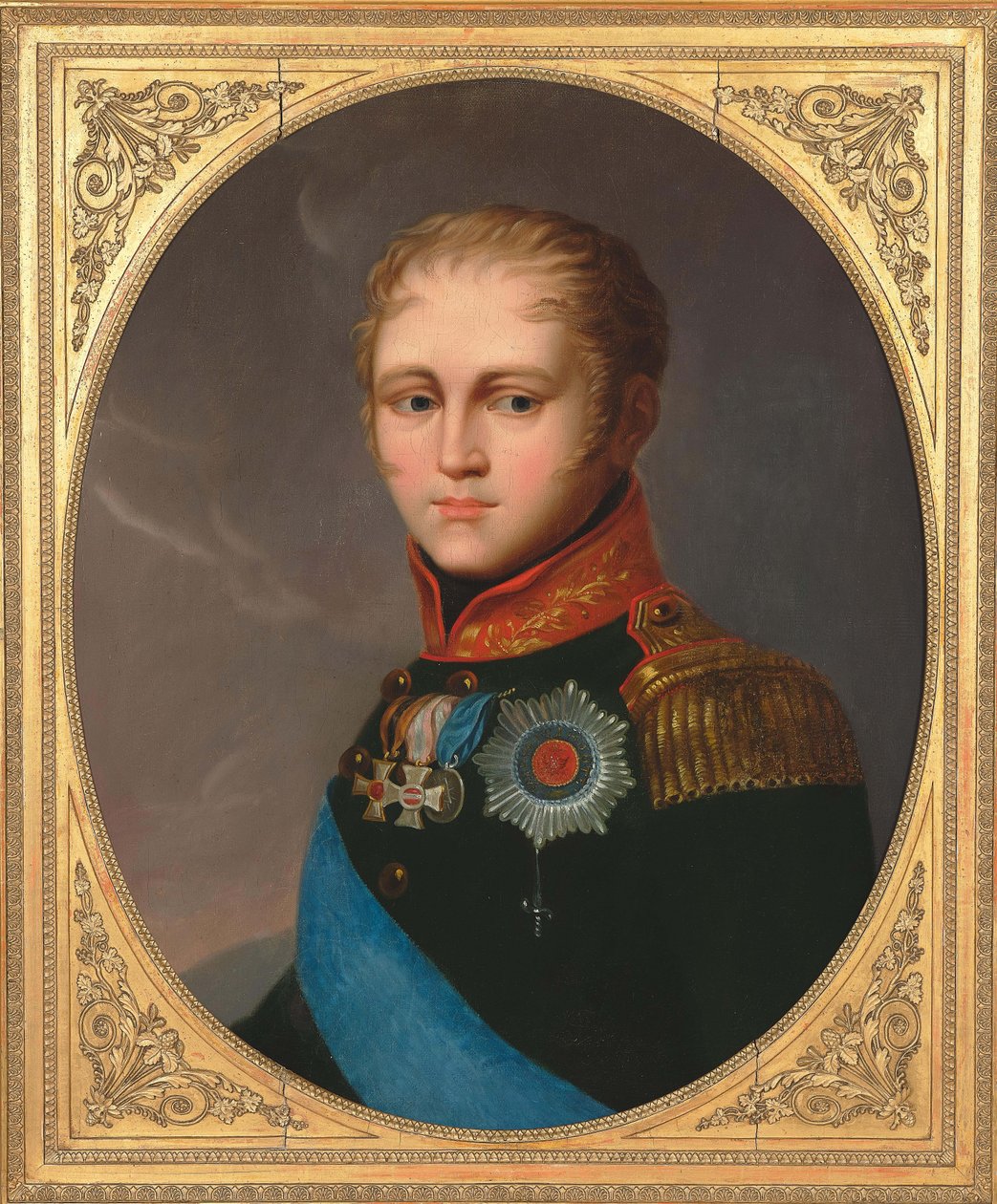 Portrett av keiser Alexander I 1777-1825, ca. 1810. av Unbekannt