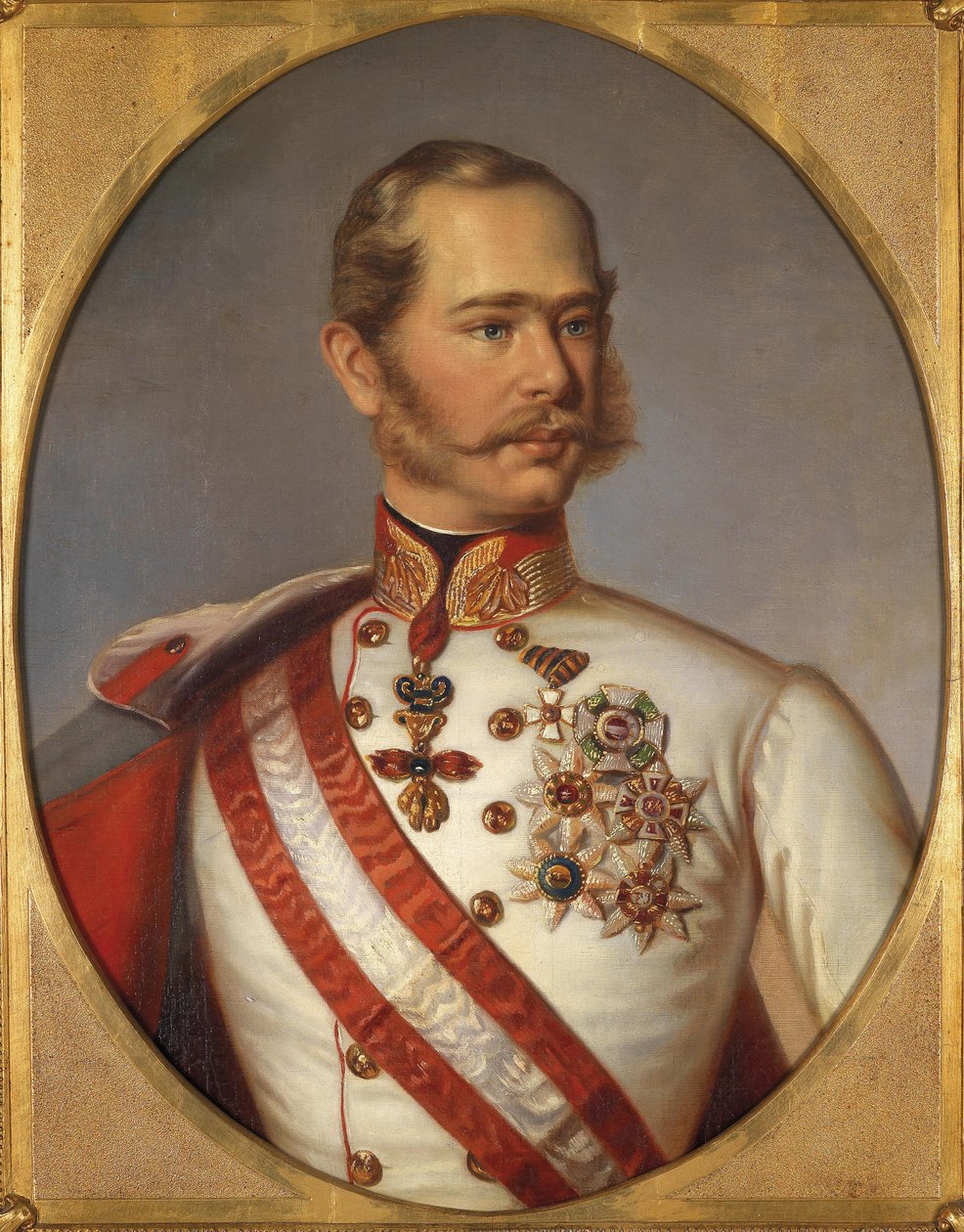 Portrett av Franz Joseph I av Østerrike, ca 1855 av Unbekannt