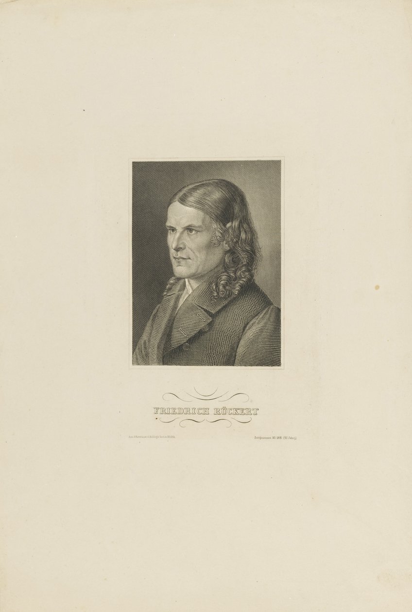 Portrett av Friedrich Rückert 1788-1866, ca 1845. av Unbekannt