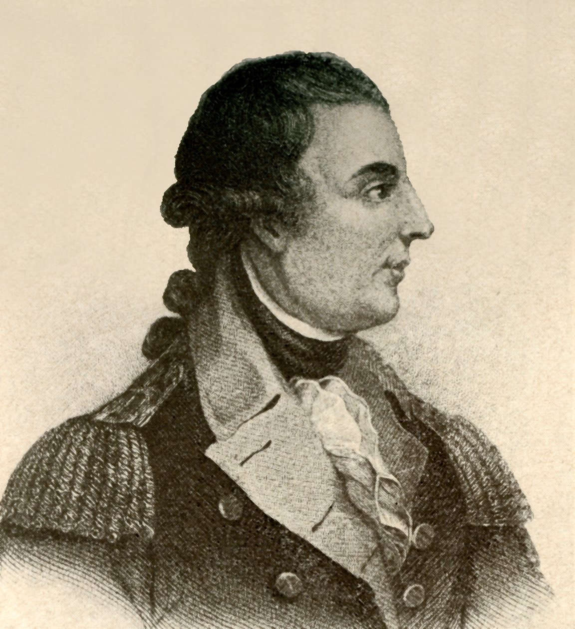 Portrett av general Montgomery, som viser et svart silkelager, hår i kø, c1770, 1937. av Unbekannt