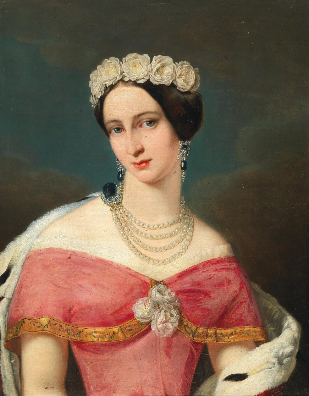 Portrett av storhertuginne Alexandra Iosifovna av Sachsen-Altenburg 1830-1911. av Unbekannt