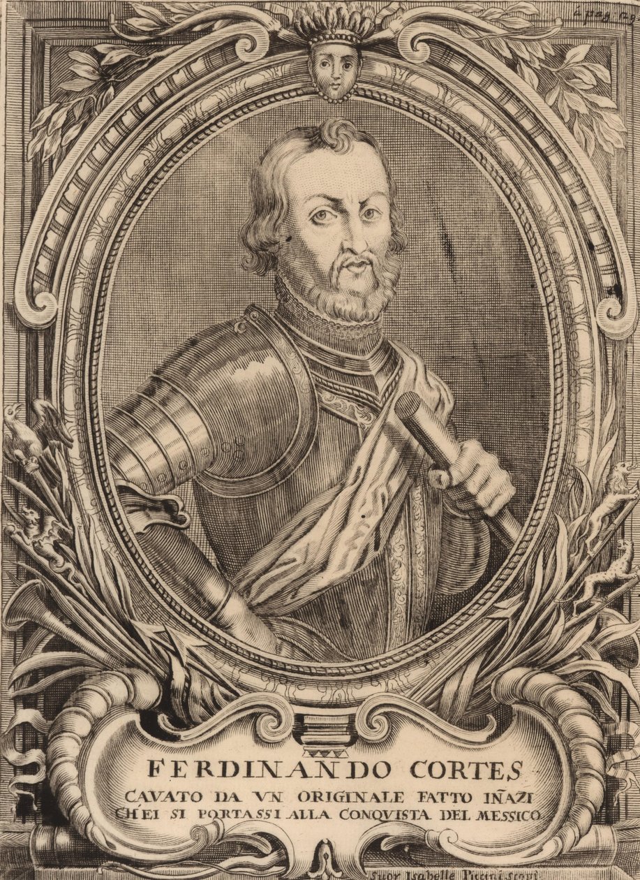 Portrett av Hernan Cortes 1485-1547. av Unbekannt