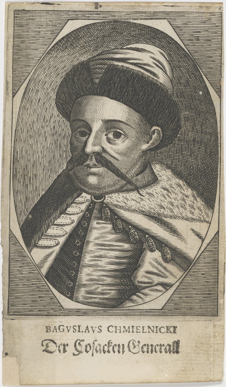 Portrett av Hetman Bohdan Khmelnytsky 1595-1657, etter 1650. av Unbekannt