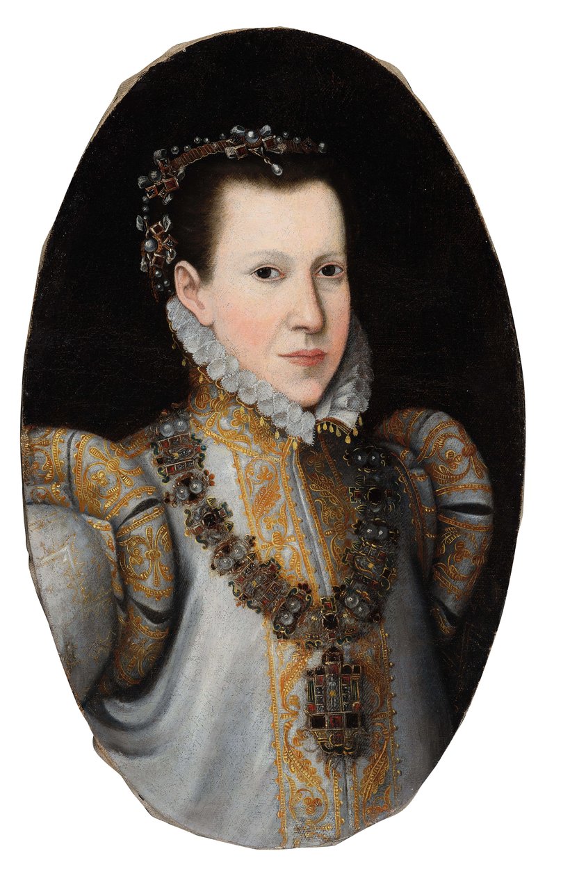 Portrett av Infanta Maria av Portugal, arvelig prinsesse av Parma 1538-1577, ca. 1600. av Unbekannt
