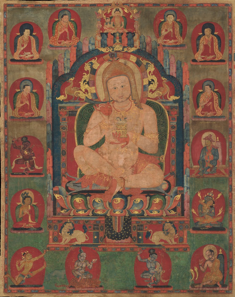 Portrett av Jnanatapa Deltatt av Lamas og Mahasiddhas, ca. 1350. av Unbekannt