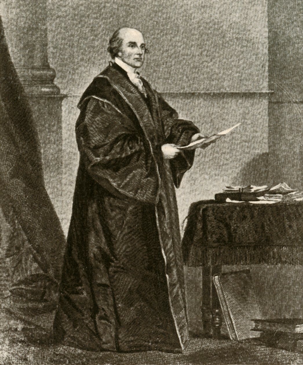 Portrett av John Jay i sine kapper som første sjefsjef i USA, c1780, 1937. av Unbekannt