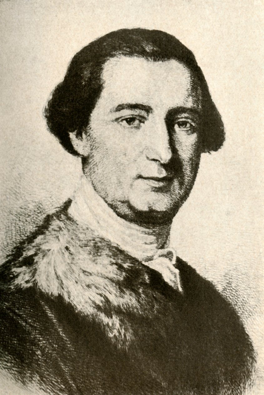 Portrett av John Penn, kolonialguvernør, som viser pelstrimmet frakk, c1750, 1937. av Unbekannt