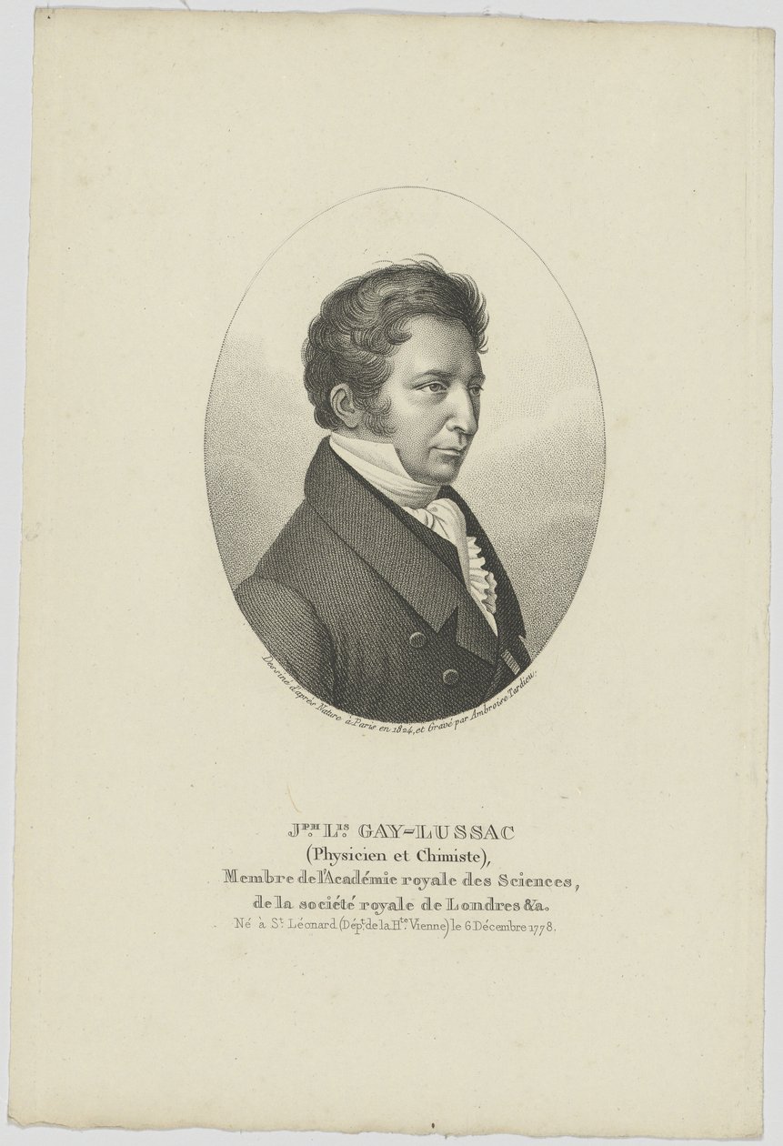 Portrett av Joseph Louis Gay-Lussac 1778-1850, ca. 1824. av Unbekannt