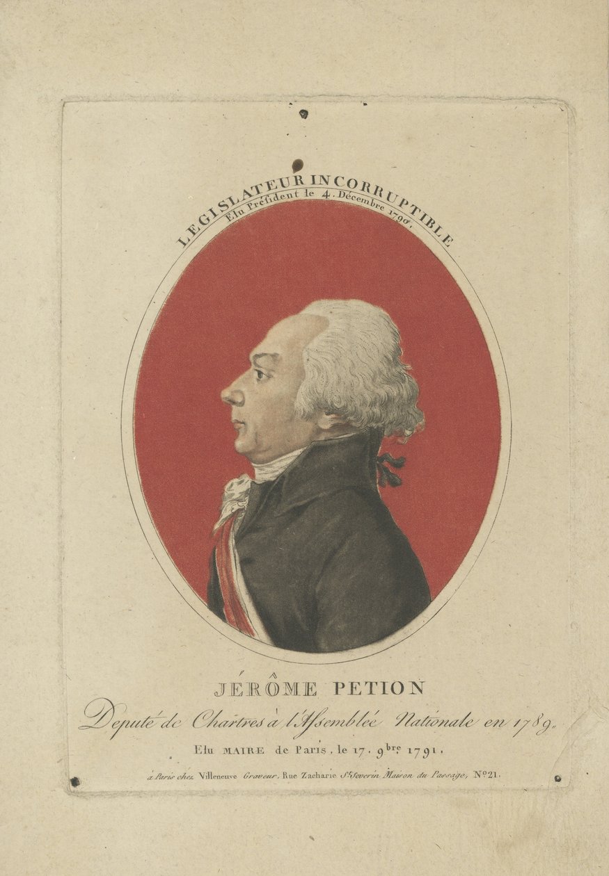 Portrett av Jérôme Pétion de Villeneuve 1756-1794, ca. 1800. av Unbekannt