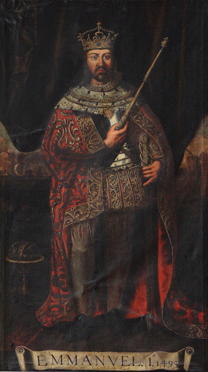 Portrett av Manuel I av Portugal 1469-1521, 1495. av Unbekannt