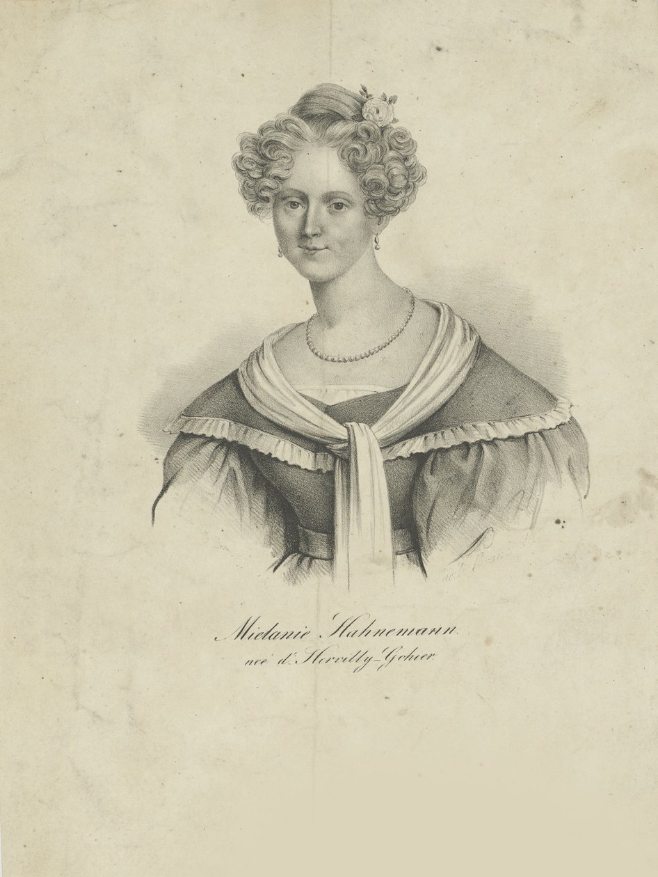 Portrett av Mélanie dHervilly Gohier Hahnemann 1800-1878, 1830-1835. av Unbekannt
