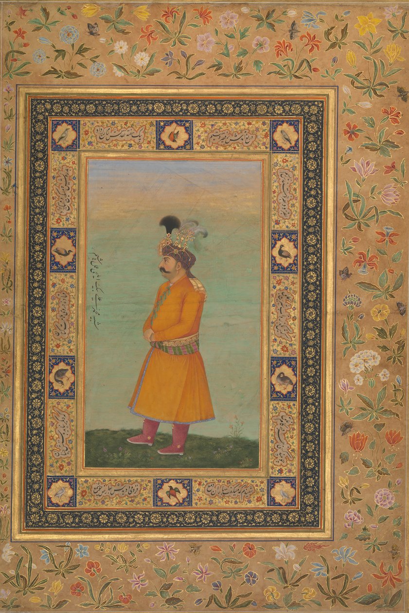 Portrett av Muhammad Ali Baig, Folio fra Shah Jahan Album, recto, tidlig på 1800-tallet. av Unbekannt