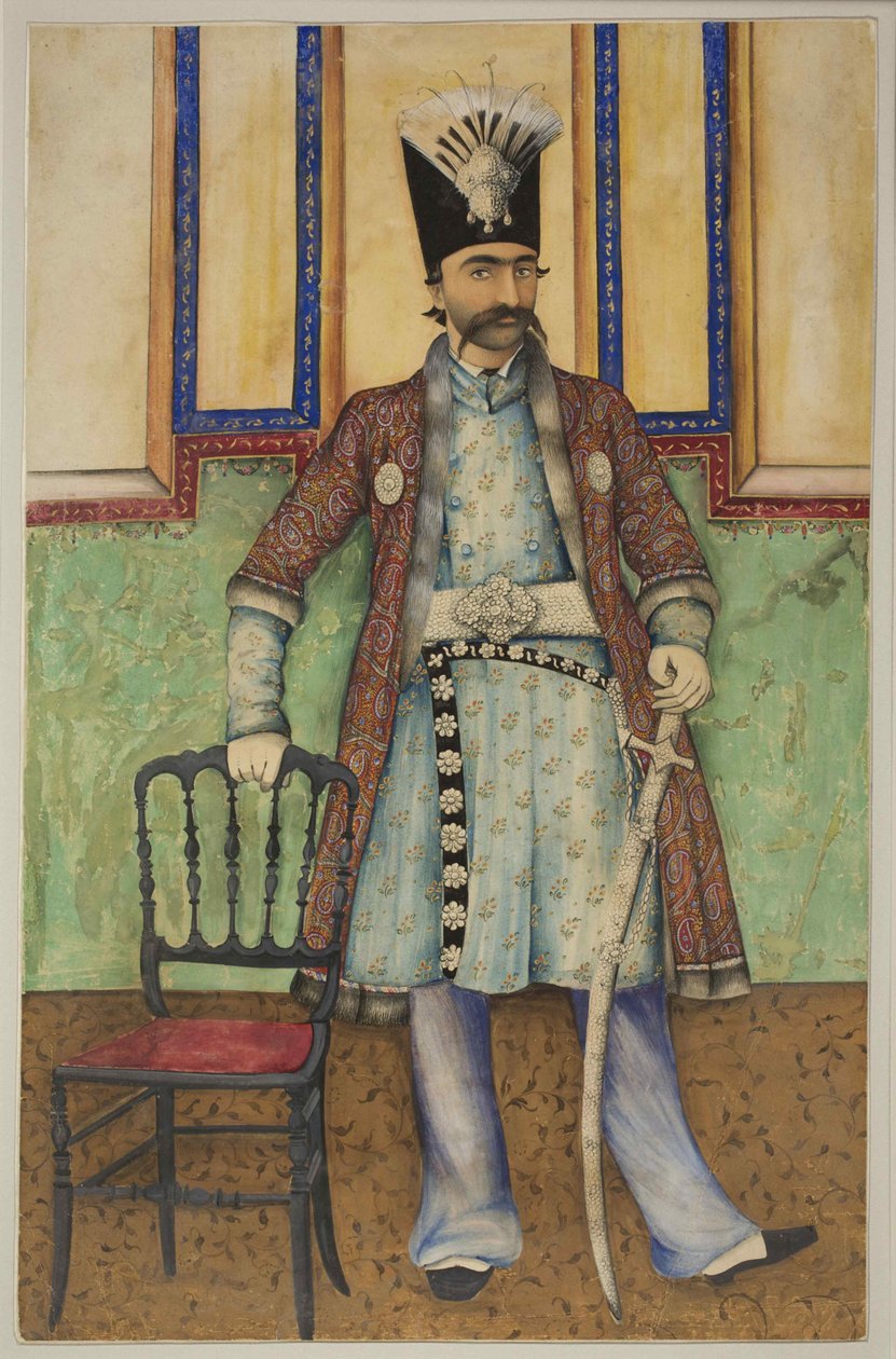 Portrett av Nasser al-Din Shah Qajar 1831-1896, Shahanshah av Persia, ca 1855. av Unbekannt