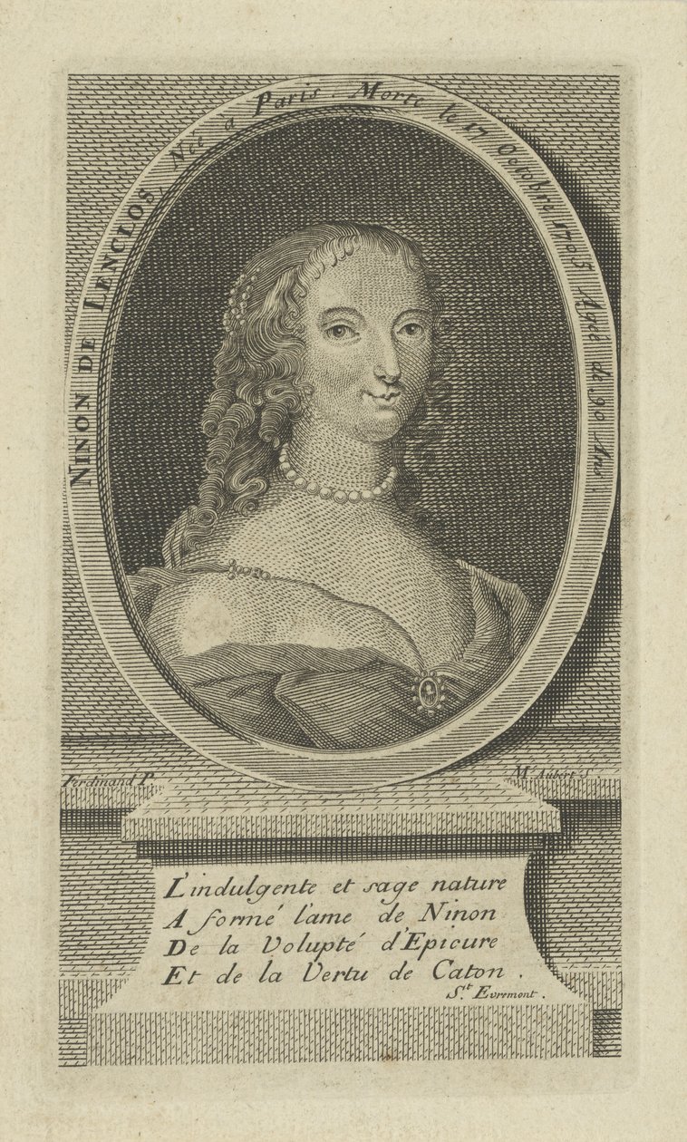 Portrett av Ninon de Lenclos 1620-1705, ca 1730. av Unbekannt