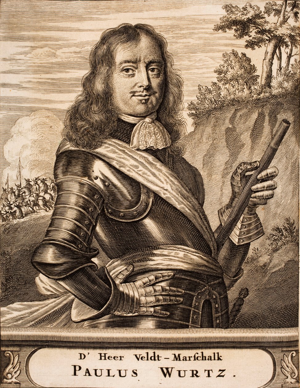 Portrett av Paul Würtz 1612-1676 Fra: Krigsscene, 1675. av Unbekannt