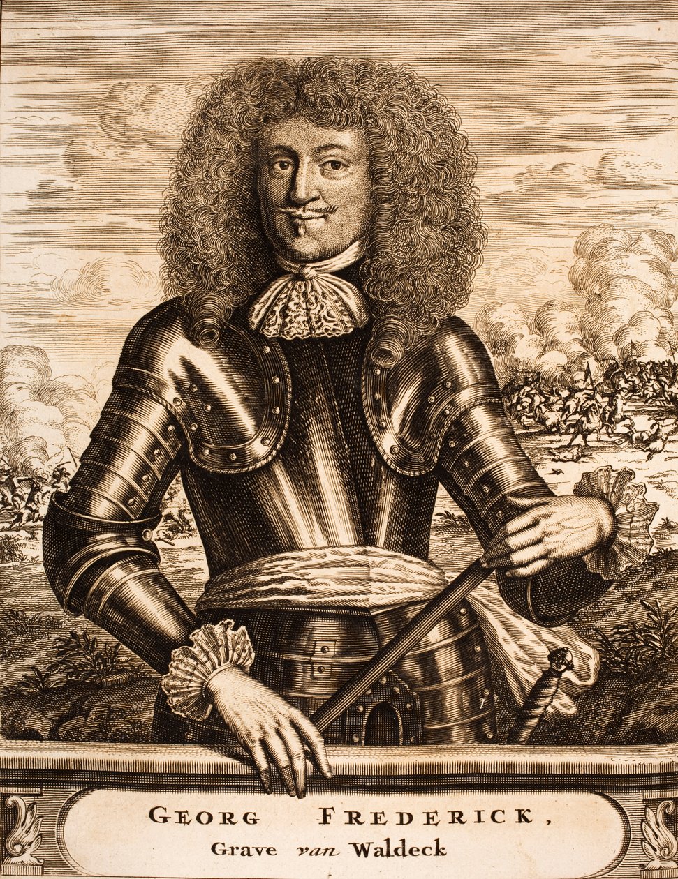 Portrett av prins Georg Friedrich av Waldeck 1620-1692 Fra: Krigsscene, 1675. av Unbekannt