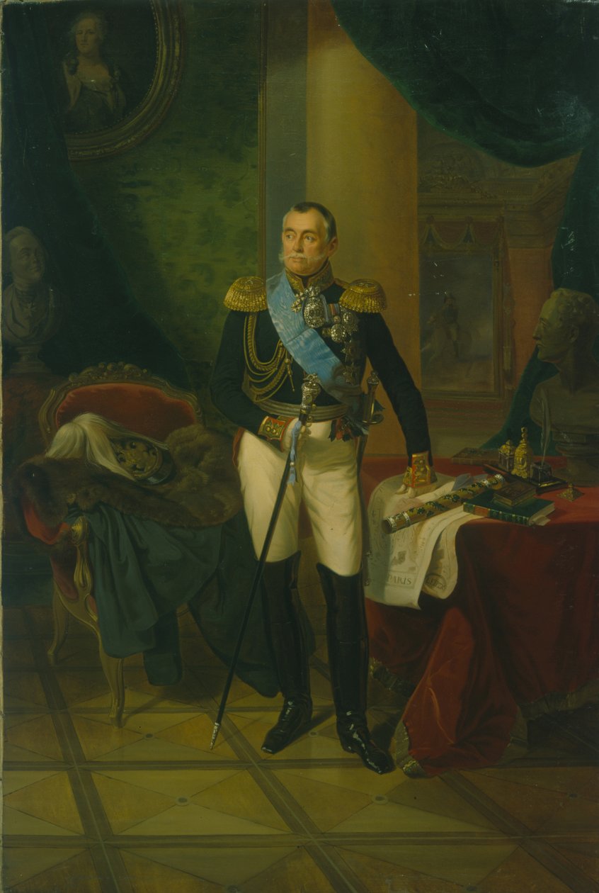 Portrett av prins Pyotr Volkonsky 1776-1852, ca. 1850 av Unbekannt