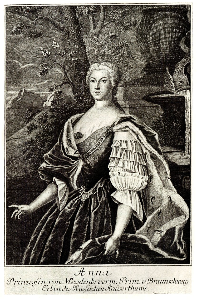 Portrett av prinsesse Anna Leopoldovna 1718-1746, tsar Ivan VIs mor av Unbekannt