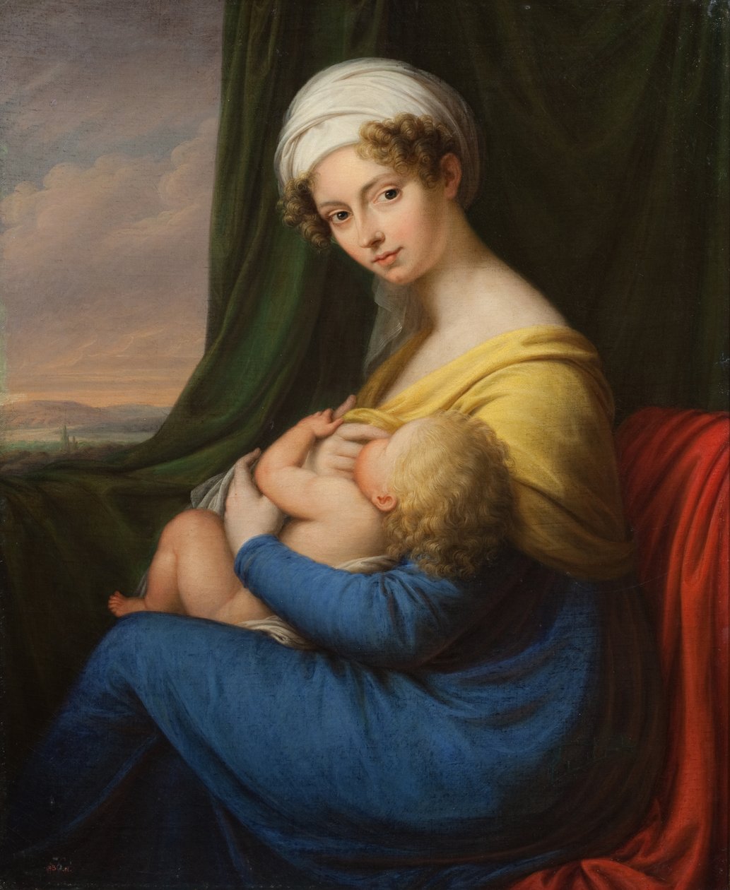 Portrett av prinsesse Maria Fyodorovna Baryatinskaya, født Keller 1792-1858 med sønn, 1820-årene. av Unbekannt