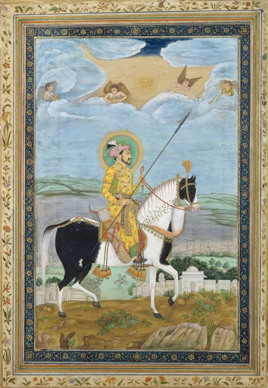 Portrett av Shah Jahan til hest, 1600-tallet. av Unbekannt
