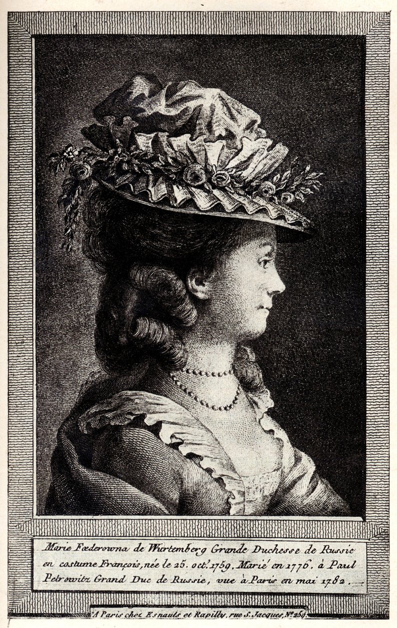Portrett av Sophia Dorothea fra Württemberg, tidlig på 1800-tallet. av Unbekannt