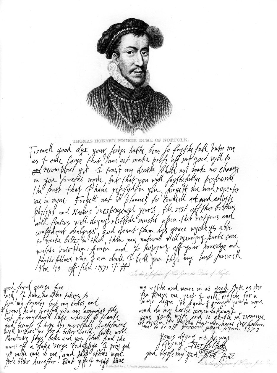 Portrett av Thomas Howard, 4. hertug av Norfolk, 1572, 1840 av Unbekannt
