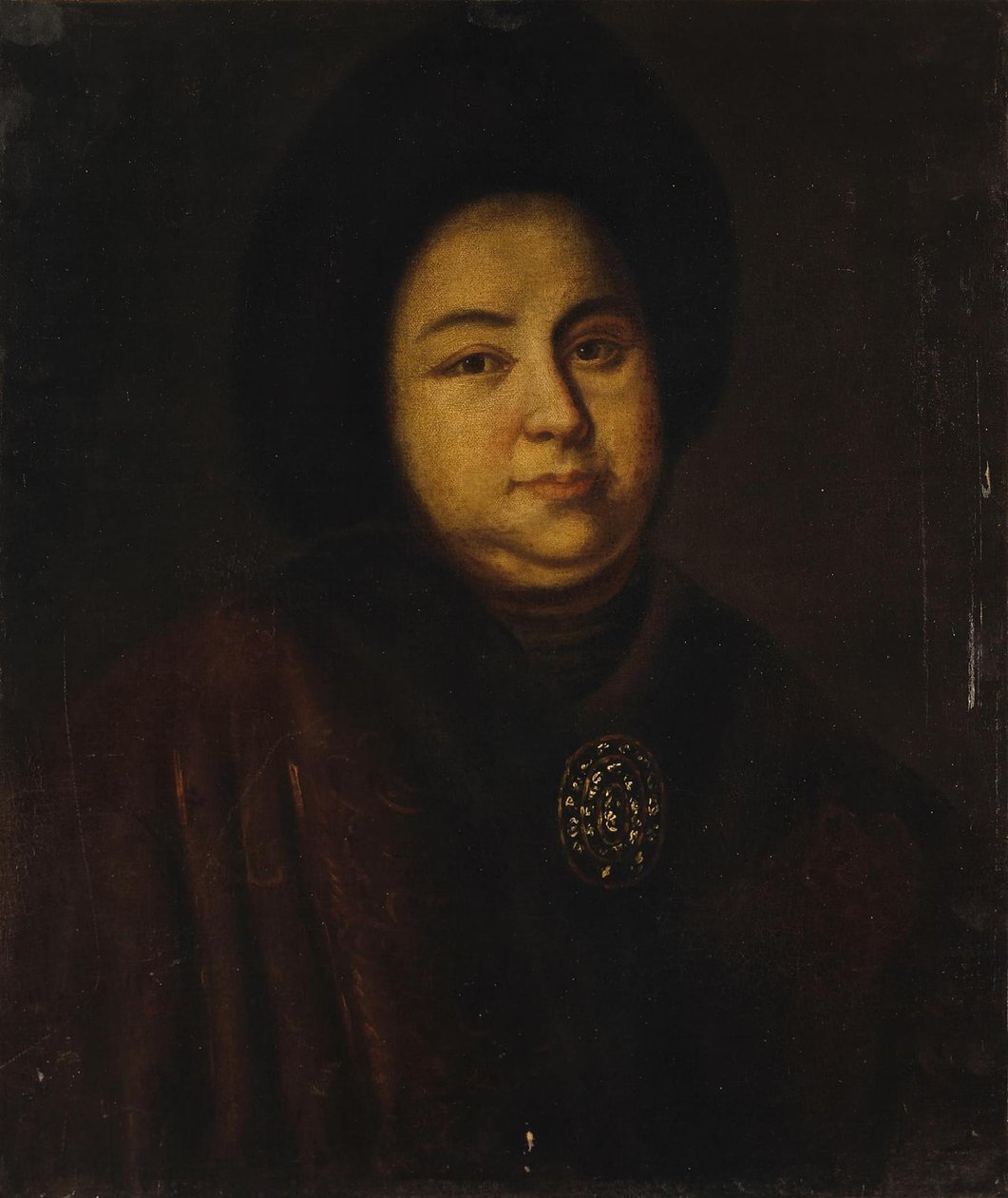 Portrett av Tsarina Evdokiya Feodorovna Lopukhina 1669-1731, kona til tsar Peter I av Russland, 1 av Unbekannt