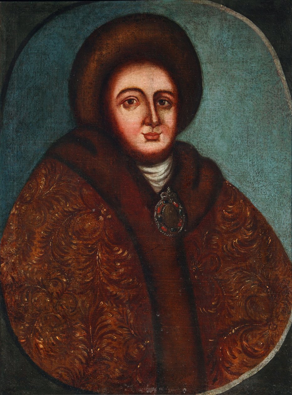 Portrett av Tsarina Evdokia Fedorovna Lopukhina 1669-1731, te vife av tsar Peter I av Russland av Unbekannt