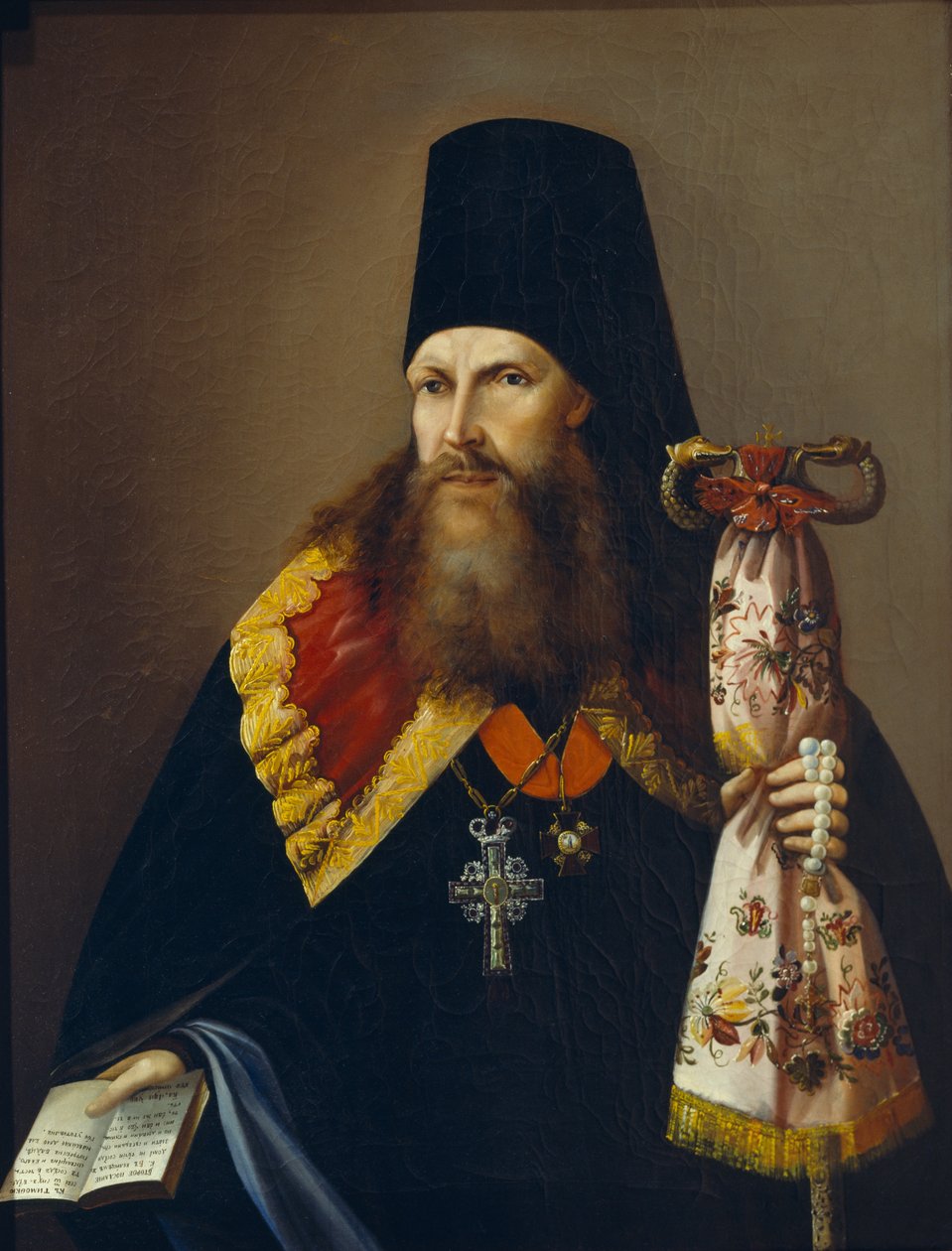 Portrett av Varlaam Denisov, erkebiskop av Ural 1804-1873, midten av det 19. århundre. av Unbekannt