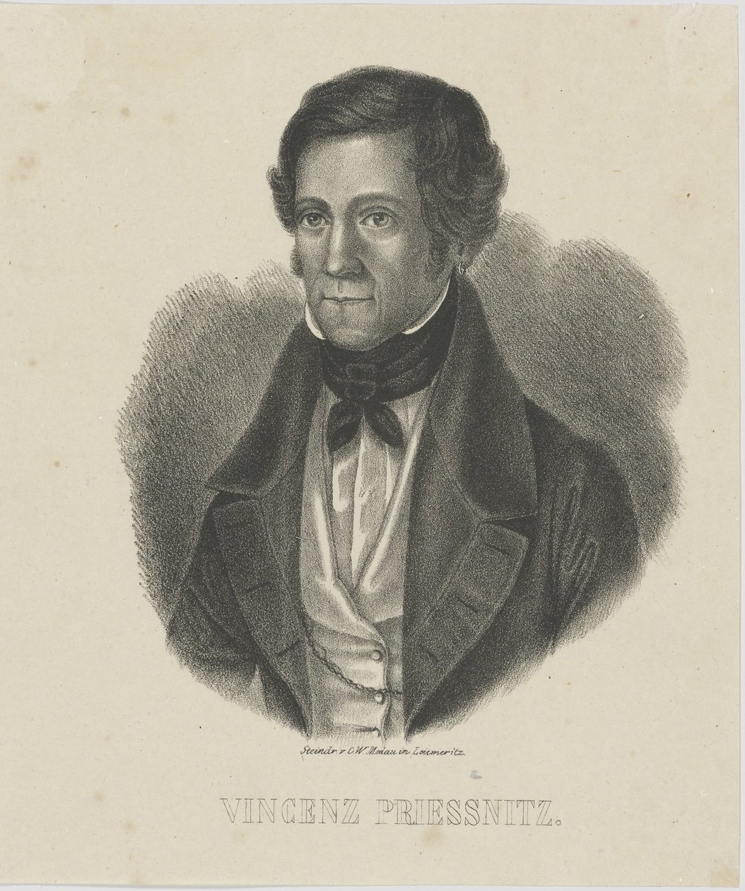 Portrett av Vincenz Priessnitz 1799-1851, ca. 1840. av Unbekannt