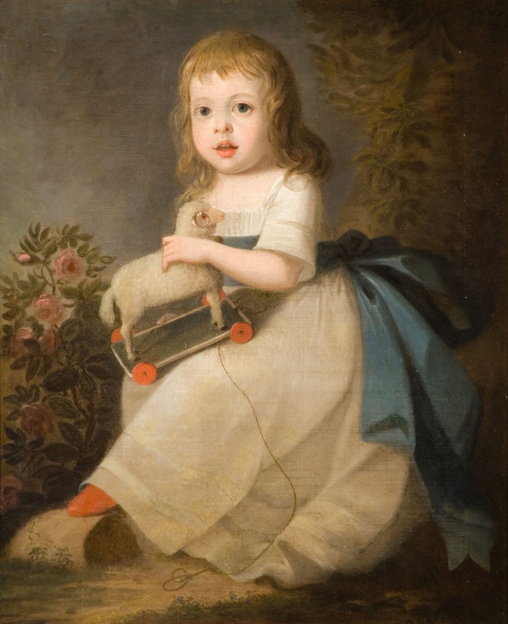 Portrett av et barn med en lekesau, 1850. av Unbekannt