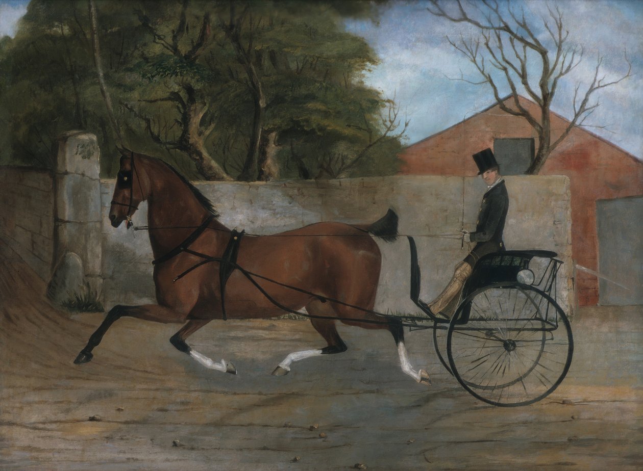 Portrett av en gentleman i en vogn, ca. 1850-60. av Unbekannt