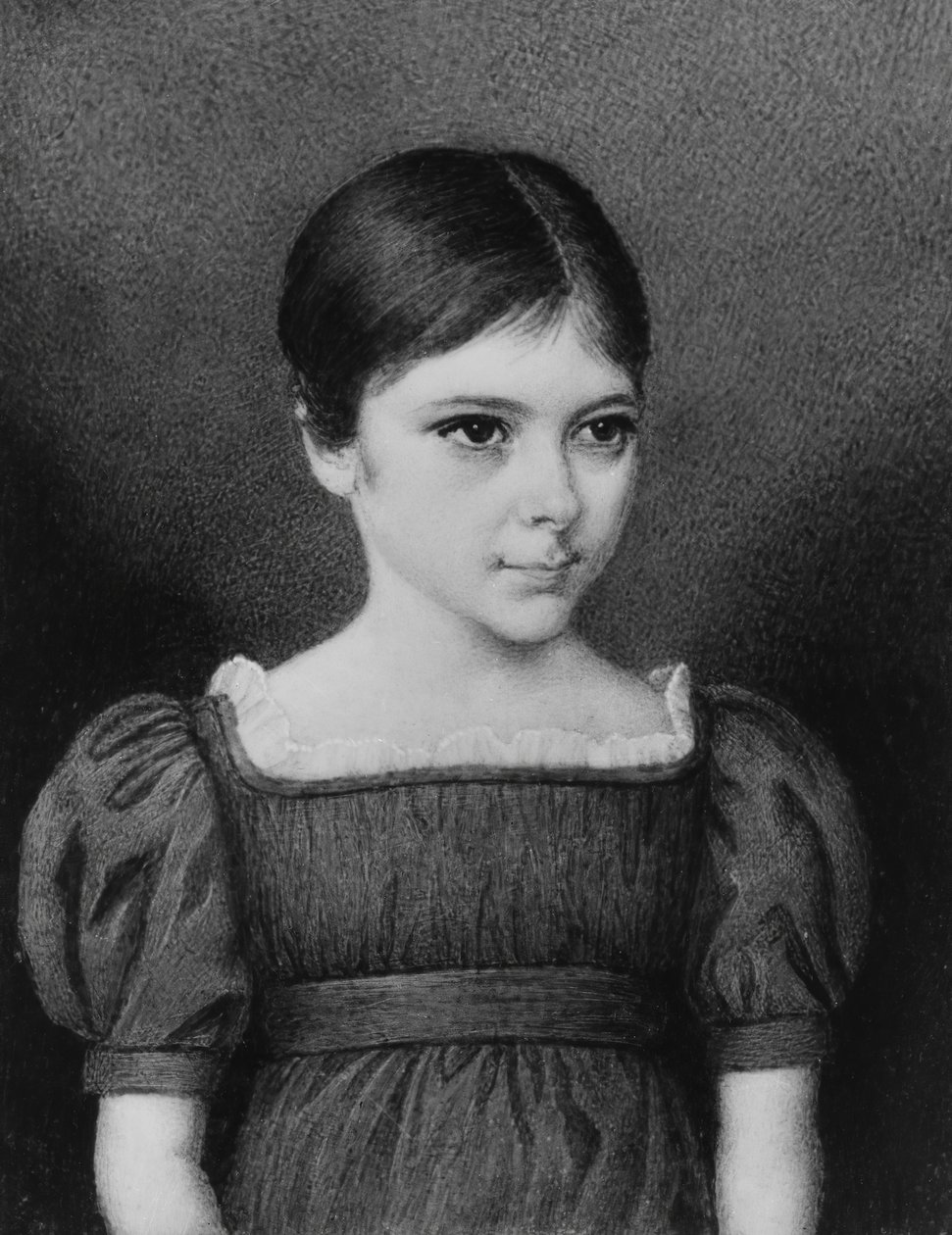Portrett av en jente, ca. 1830. av Unbekannt