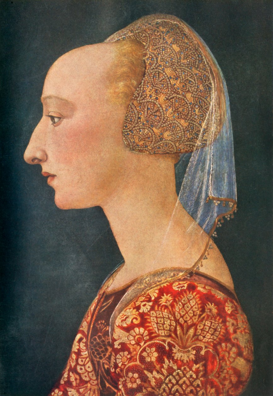 Portrett av en dame i rødt, 1460-1470, 1934. av Unbekannt