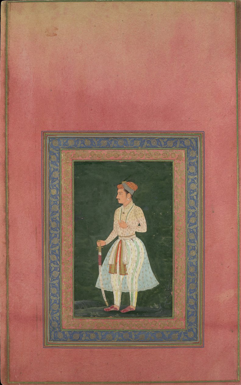 Portrait of a Noble in Gauzy White Costume, Folio fra Davis Album, 1600-tallet. av Unbekannt