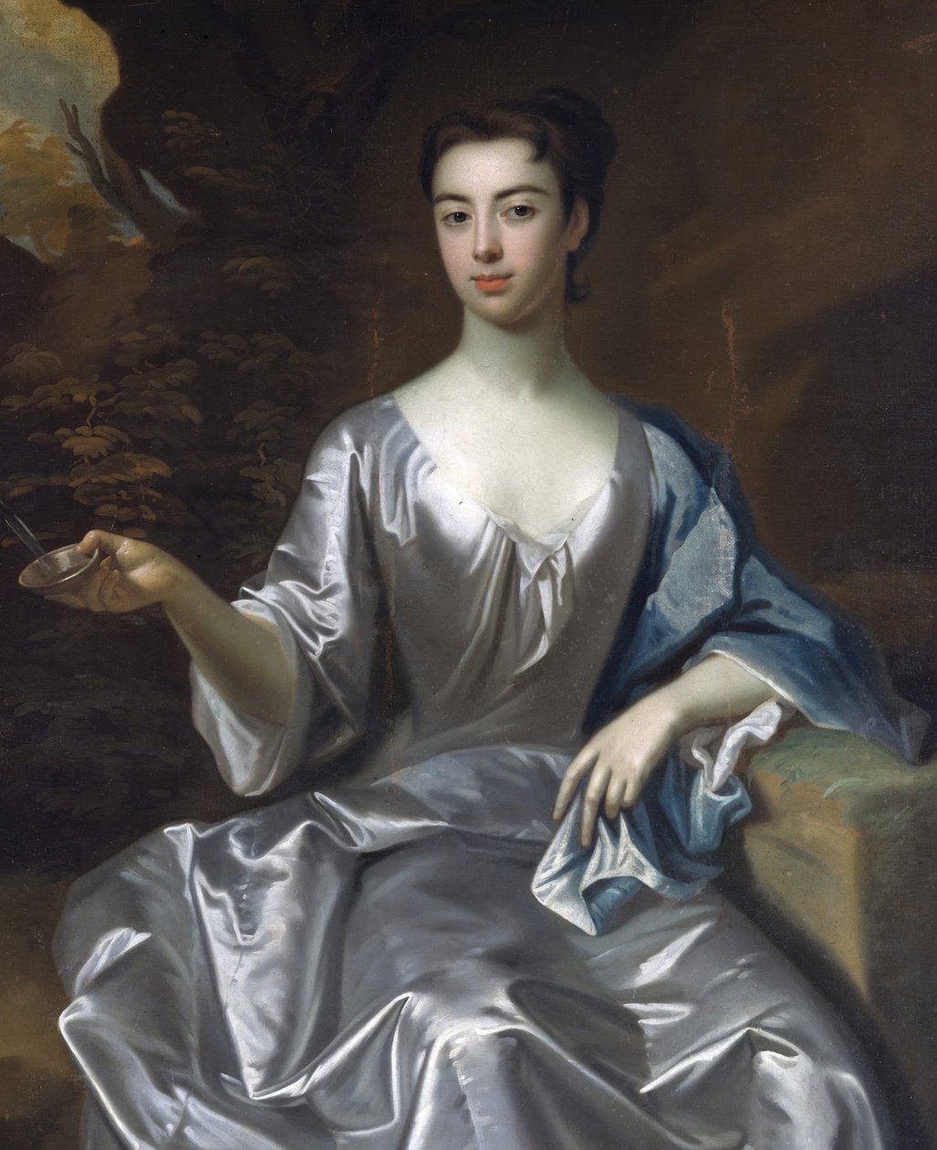 Portrett av en kvinne, kalt Maria Taylor Byrd, 1700-1725. av Unbekannt