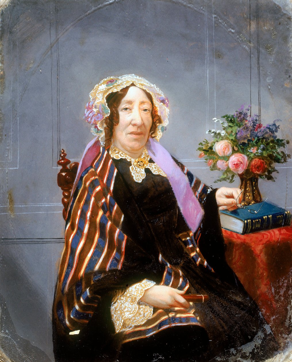 Portrett av en dame, håndfarget ambrotypi, ca 1860 av Unbekannt