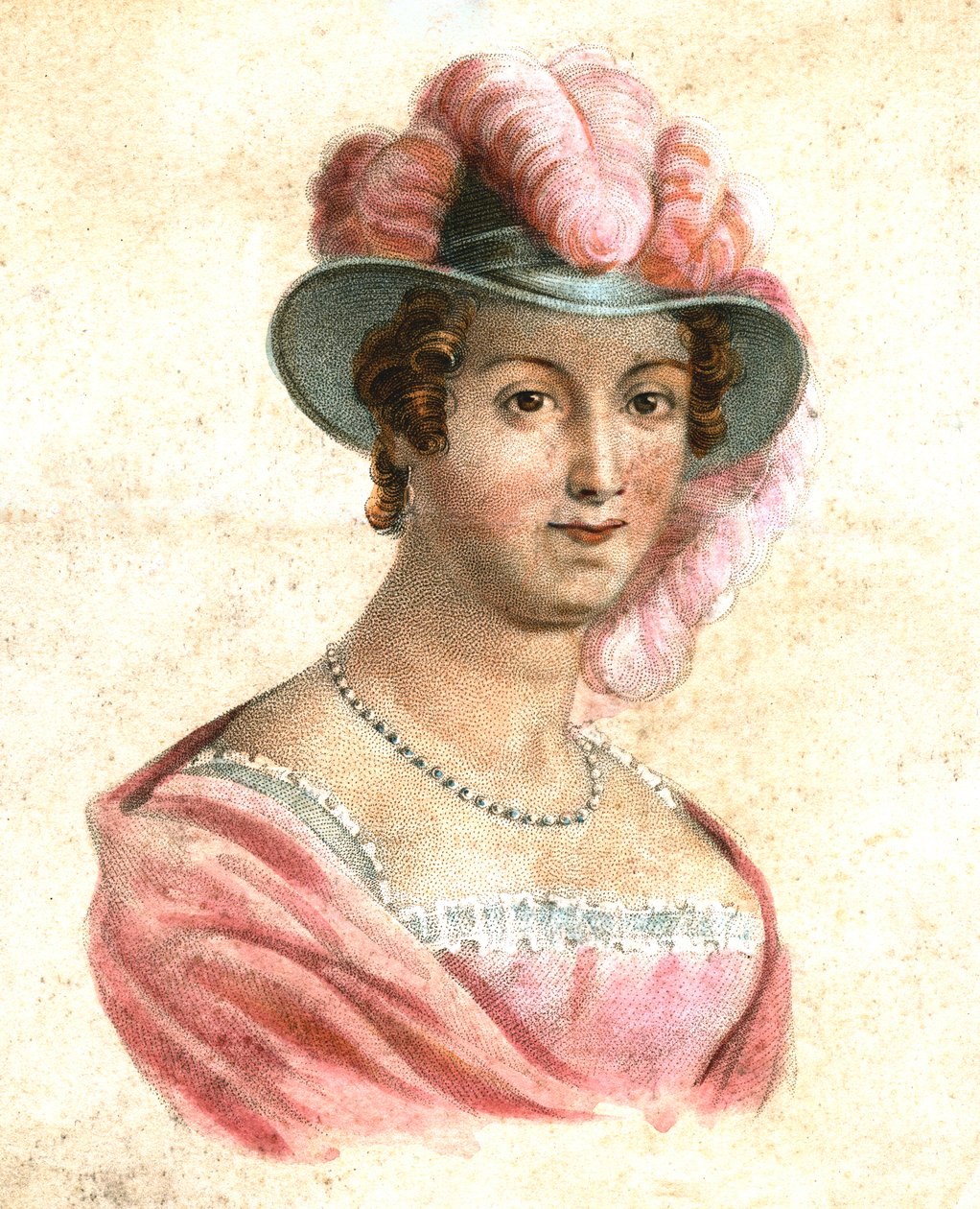 Portrett av en kvinne i en fjærkledd hatt, c1750-1850 av Unbekannt