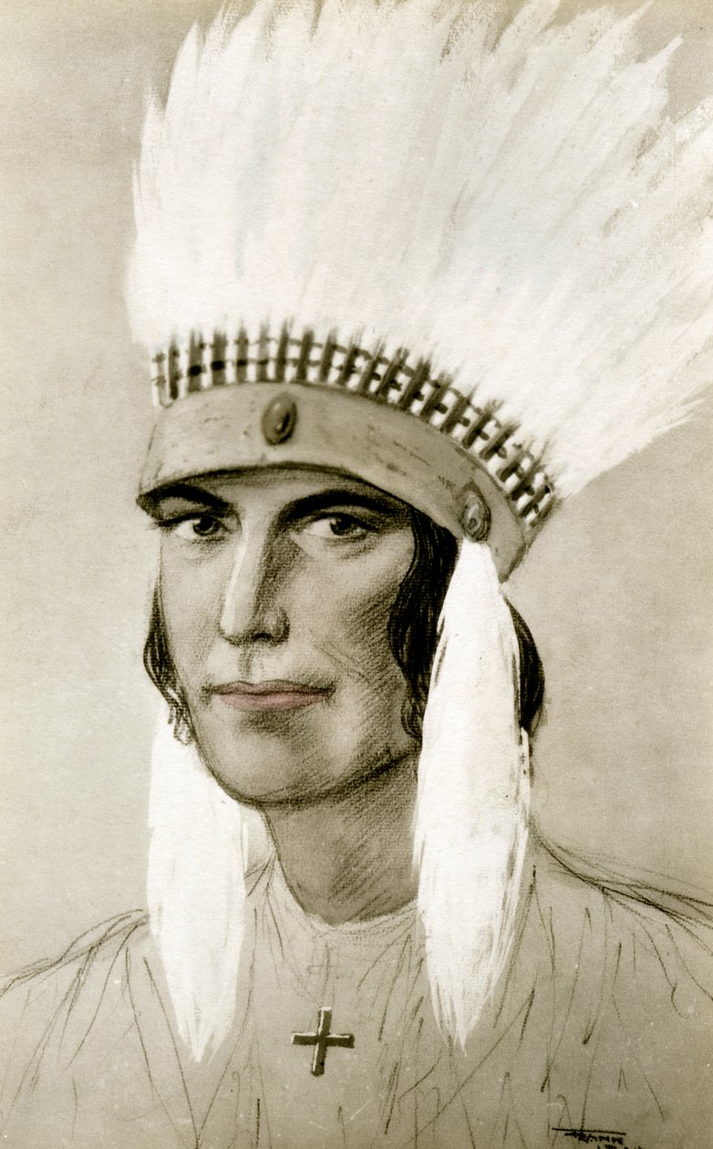 Portrett av en amerikansk indianer, 1900-tallet av Unbekannt