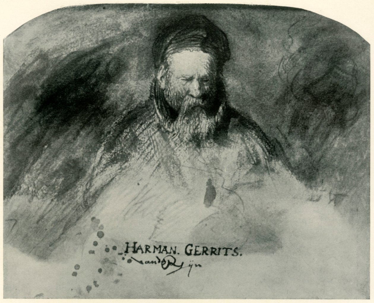 Portrett av en gammel mann Rembrandts far, 1625-1630, 1906. av Unbekannt