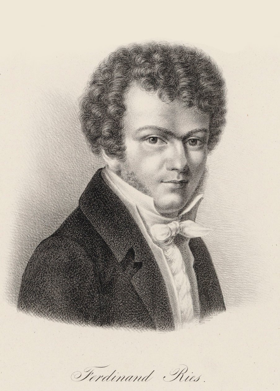 Portrett av pianist og komponist Ferdinand Ries 1784-1838, ca. 1830. av Unbekannt