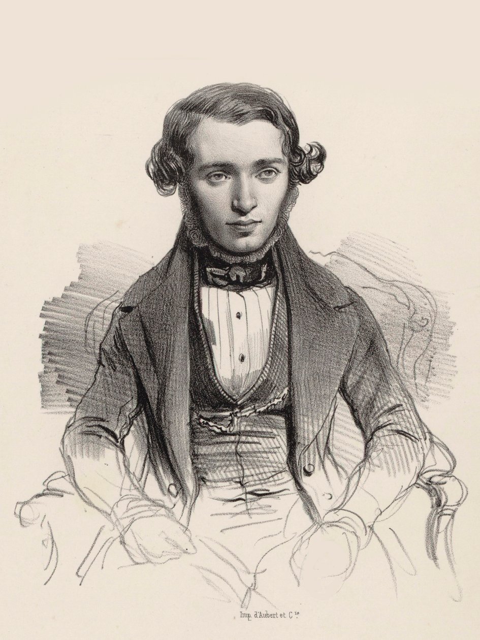 Portrett av pianist og komponist Jacob Rosenhain 1813-1894, 1845. av Unbekannt
