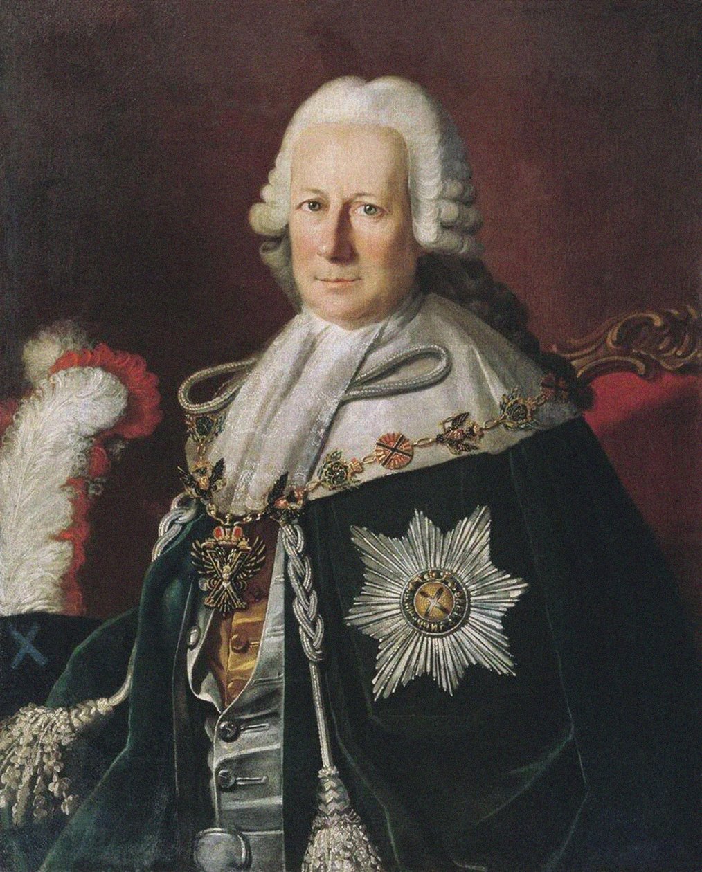 Portrett av admiralen Semyon Ivanovich Mordvinov 1701-1777 etter Carl Ludwig Christineck, 1771 av Unbekannt