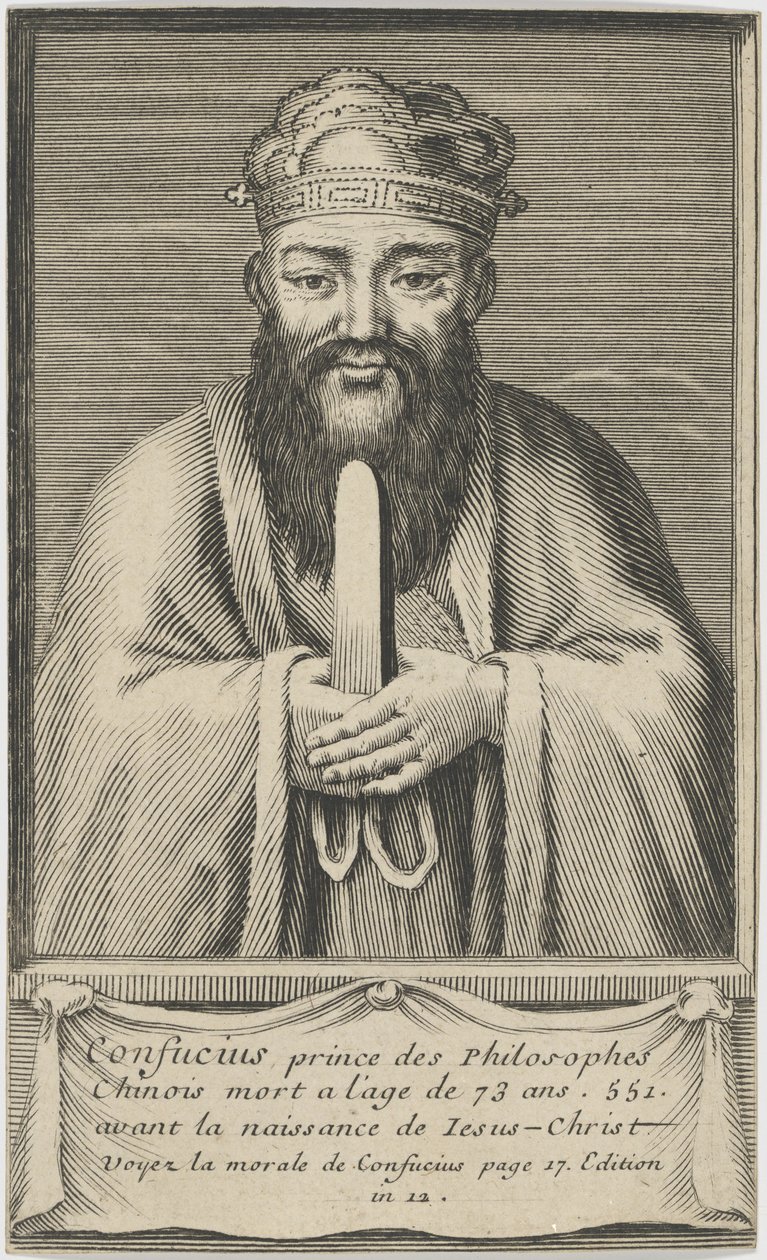 Portrett av den kinesiske tenkeren og sosialfilosofen Confucius, mellom 1745 og 1755. av Unbekannt