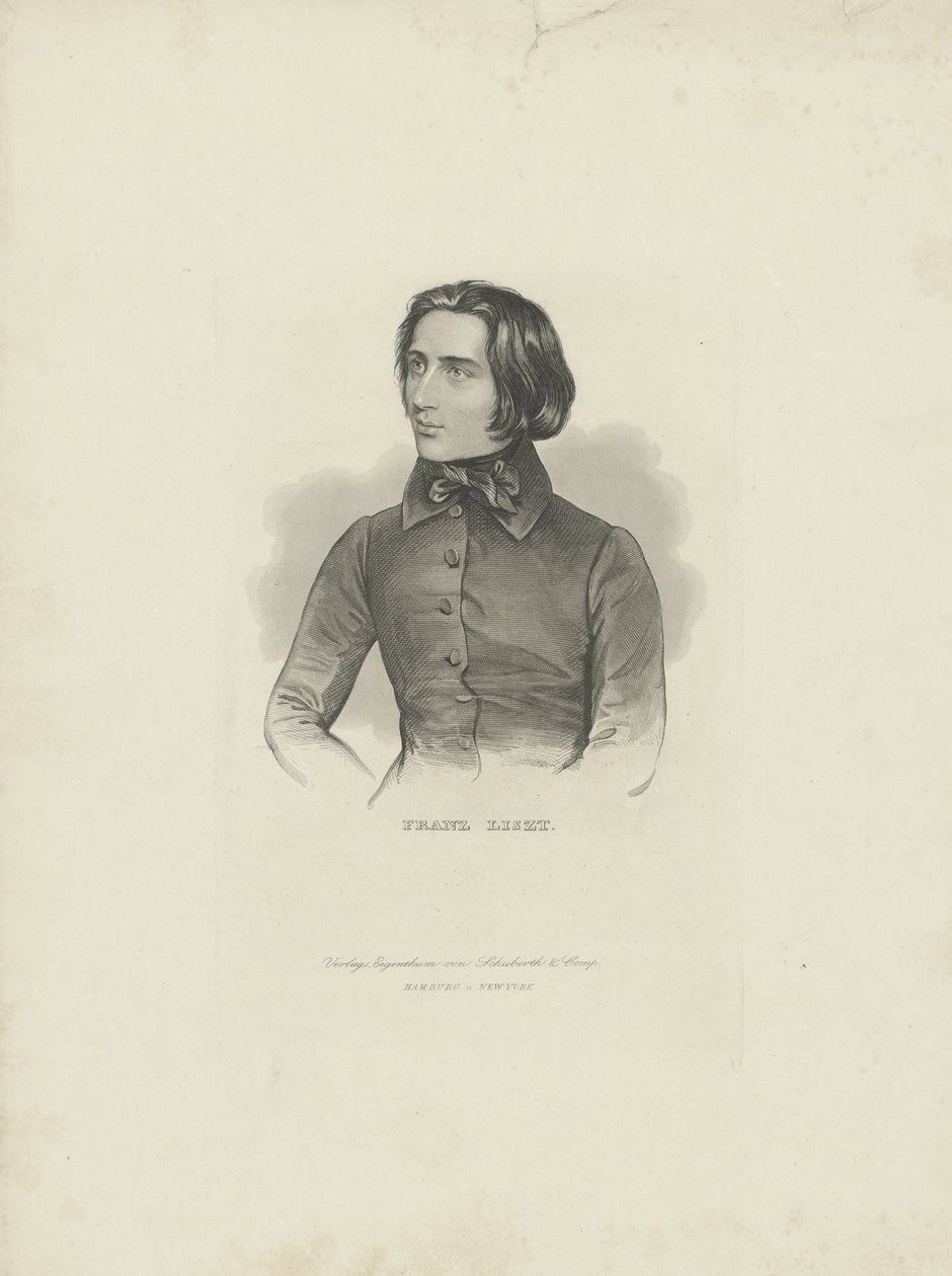 Portrett av komponisten Franz Liszt 1811-1886, 1840-1850. av Unbekannt