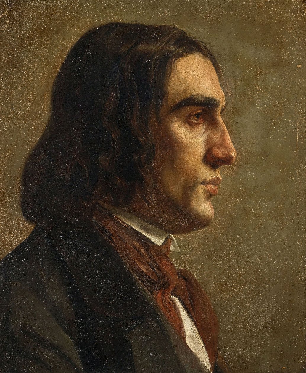 Portrett av komponisten Robert Schumann 1810-1856, ca. 1840. av Unbekannt
