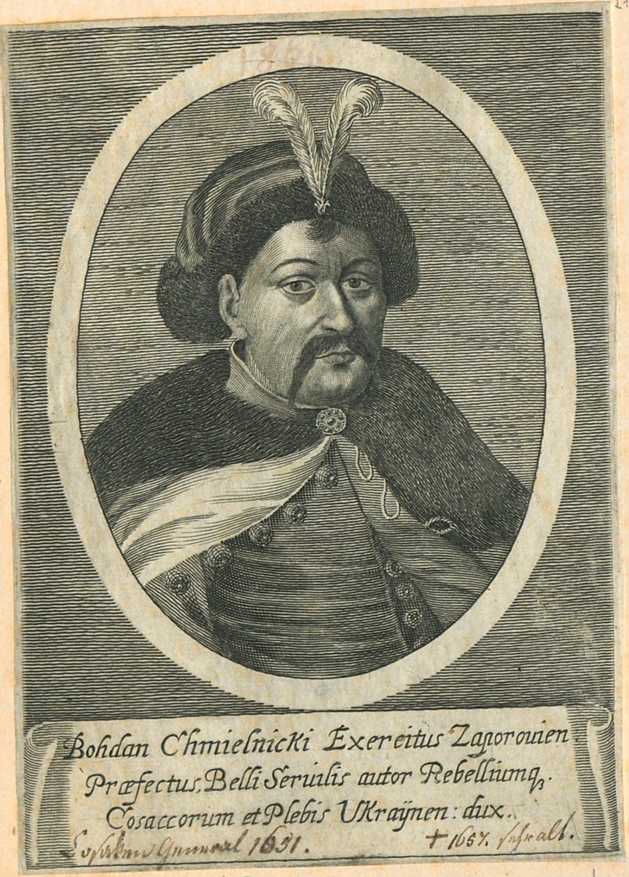 Portrett av kosakken Hetman fra Ukraina Bohdan Khmelnytsky 1595-1657 av Unbekannt
